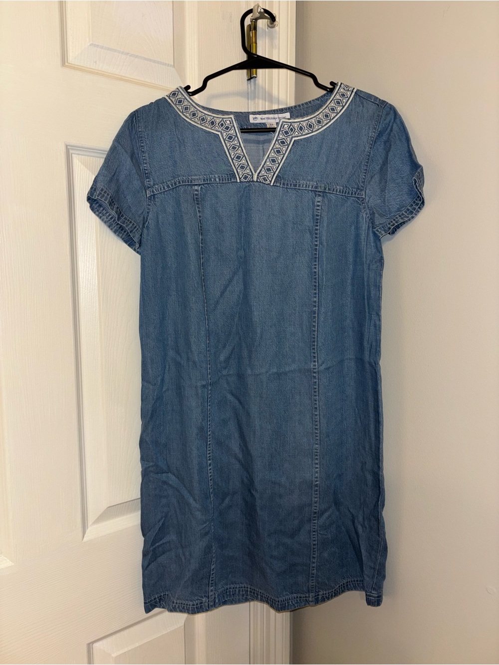 Southern Tide Denim Holly Embroidered Chambray Dress Size XS